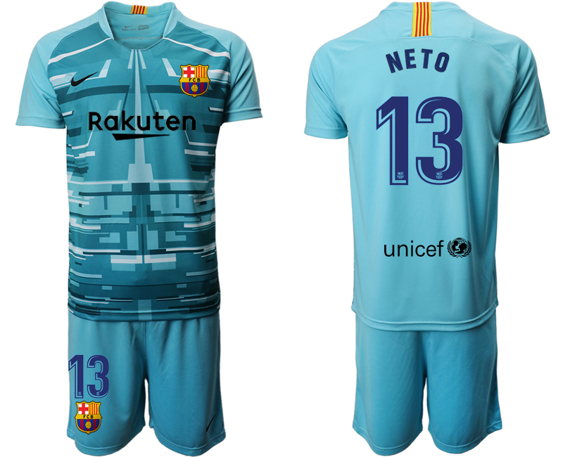 Men 2020-2021 club Barcelona blue goalkeeper #13 Soccer Jerseys